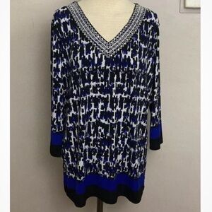 2-3 JM Collection Blouse Top Bling Large Black Embellished